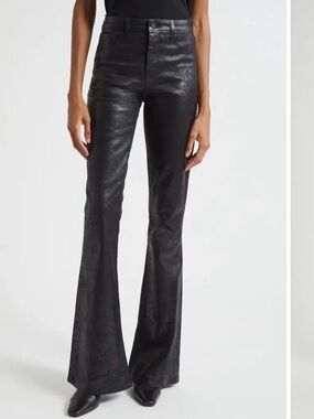 Lagence High-Waist Black coated flare leg jeans. EUC. Size 32